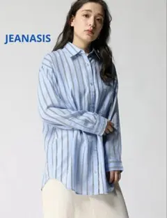 JEANASIS ストライプBIGシャツ・ブルー