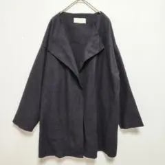 【ショコラフィネローブ】 ロングコート オープンフロント シンプル 黒