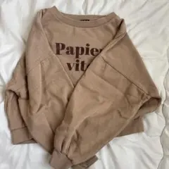 INGNI ベージュ プリント クロップドトレーナー