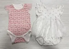 アカチャンホンポ　ロンパース　花柄　アイス柄　2点セット　半袖　80 美品