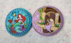 ディズニー 刺繍缶バッチ　アリエル　ラプンツェル