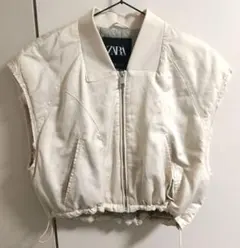 値下げ❣️ZARA/ザラ 完売品 ショートダウン ベスト ホワイト ベージュ