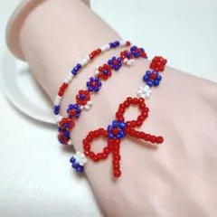 【てふ。】ビーズブレスレット【万博・ミャクミャクカラー】セット