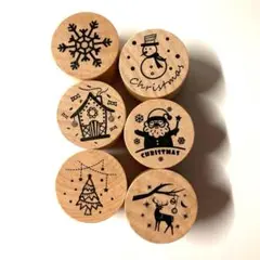 クリスマスデザイン木製スタンプ6個セット