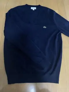 LACOSTE ネイビー Vネックセーター