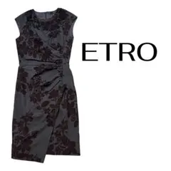 エトロETRO 花柄ノースリーブラップドレス ワンピース グレーサイズ40 エトロETRO 花柄ノースリーブラップドレス ワンピース グレー