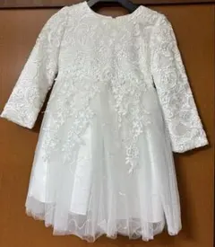 フラワーガール　ホワイトレースドレス 120cm