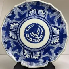古伊万里　染付16角大皿　幅約31㎝　東Y7-1224①