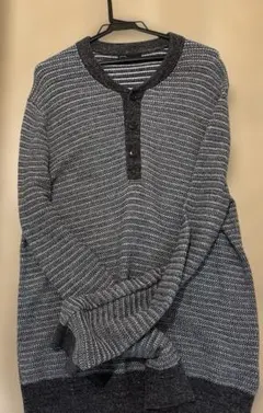 GAP メンズ ヘンリーネック ニット セーター グレー L