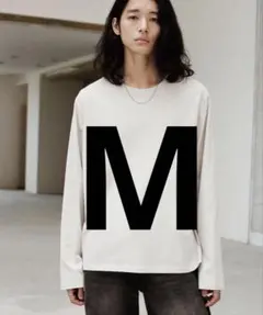 【WYMLIDNM】長袖コットンTシャツ/ライトグレー/M