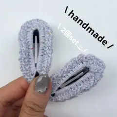 パープル紫·͜·ヘアピン‪ ハンドメイド‪ 編み物‪ 手編み 毛糸3