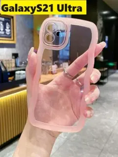 GalaxyS21 Ultra ウェーブエッジ なみなみ　可愛いケース　ピンクのサムネイル