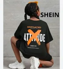 ♥SHEIN♥バックプリントTシャツS♥ダンス衣装黒半袖