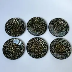 螺鈿細工 茶托 菓子皿 6枚セット【箱付き】