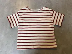 【未使用】 赤ボーダーTシャツ 半袖 80cm