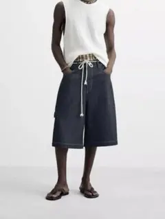 ZARA オーバーサイズフィット デニムバミューダパンツ 38