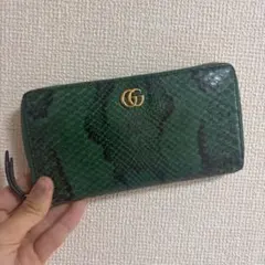GUCCI グッチ 長財布 パイソン GG ラウンドファスナー ロゴ グリーンのサムネイル