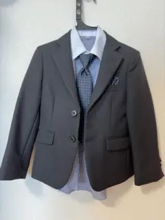 【美品】子供用スーツ 120サイズ ストライプ柄 ローファーセット　男の子