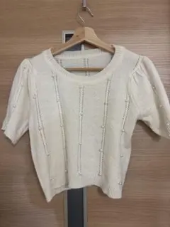 GRLグレイル パール付き半袖ニット