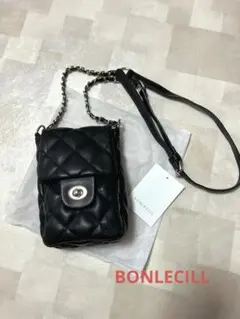 キルティングブラックミニショルダーバッグ