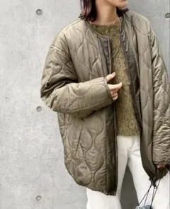 カーキ キルティングジャケット