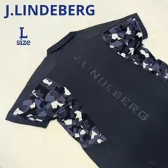 美品♡ジェイリンドバーグ Lサイズ ポロシャツ ビックロゴ ネイビー×カモフラのサムネイル