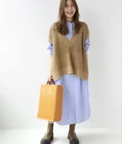 【JOURNAL STANDARD relume】ベージュ Vネックニットベスト