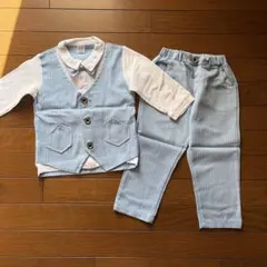 水色ストライプ フォーマルスーツ 110cm