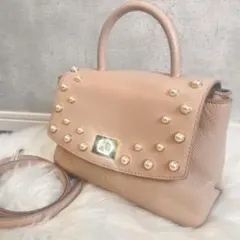 ケイトスペード　パール装飾　ショルダーバッグ　2way レザーピンク 本革