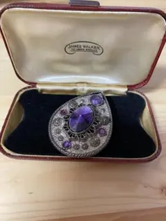 アンティークブローチ　パープル色石