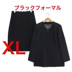 H4898◾️ブラックフォーマル　ノーカラージャケット　膝丈スカートセット