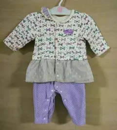 conoco コノコ リボン柄×水玉チュール ロンパース 70