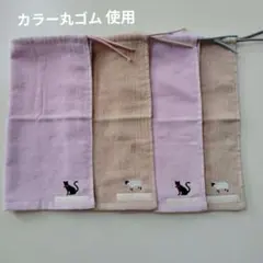 おりこうエプロン　１重　シンプル　カラー丸ゴム　ネームタグ付き　ハンドメイド