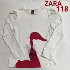 ZARA キッズ 長袖 Tシャツ カットソー 白 110 120 ピンク リボン