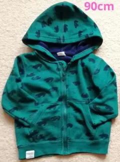 パーカー　緑　アウター　90　キッズ　子供服　もこもこ　裏起毛