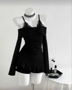 Elamini SHEIN ブラックキャミワンピース