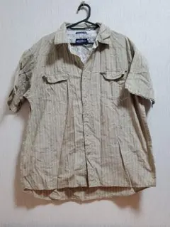 CRU Designs ベージュストライプシャツ 半袖シャツXL ⑳のサムネイル
