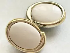 年代物 当時物 未使用 ゴールド×オフホワイト レトロvintageイヤリング
