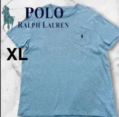 ポロラルフローレン ポケットTシャツ ブルー XL カスタムスリムフィット 美品