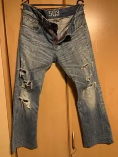 激安出品EDWIN 503ダメージデニムL