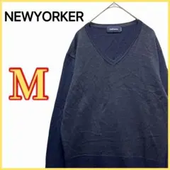 【NEWYORKER】 毛100% Vネック ニット セーター カジュアル