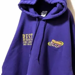 ギルダン コロンビア300 ロゴ刺繍 スウェットパーカー パープル紫 L古着