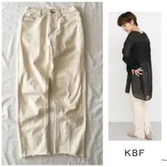 ◎ KBF【洗える】後ろ スリット 裾 カットオフ テーパード デニムのサムネイル