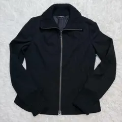 【美品✨】コムサデモード ウール ドライバーズニット リブ ダブルジップ 黒