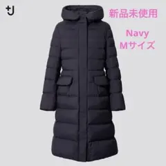 新品未使用　ユニクロ +J ウルトラライトダウンフーデットコート NAVY M
