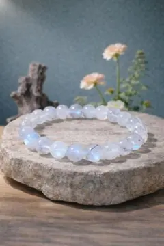 当日出荷可能 天然石 9.5mmホワイトラブラドライトビーズブレスレット