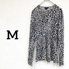 美品✨長袖 シャツ【M】ブラウス シースルー インナー ヒョウ柄 春服 総柄