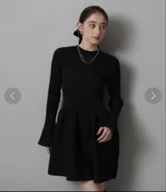 リランドチュール 新品　リブ切替ミニニットワンピース 黒　サイズ２