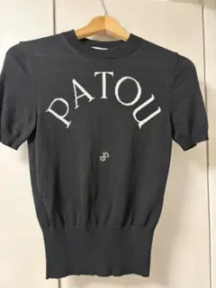 PATOU ブラック 半袖ニットセーター M パトゥ PATOU ニット セーター Tシャツ カットソー サマーニット