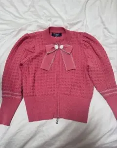 M'S GRACY ピンクリボンニットカーディガン 40